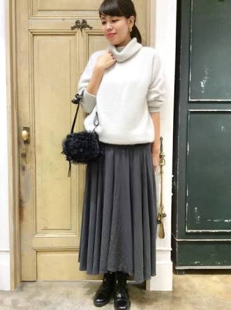 冬のロングスカートコーデ