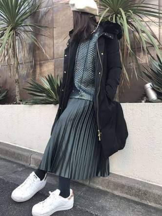 冬のロングスカートコーデ