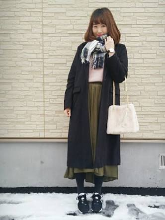 冬のロングスカートコーデ