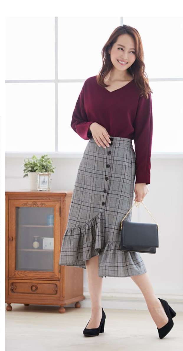 冬のロングスカートコーデ