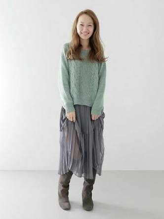 冬のロングスカートコーデ