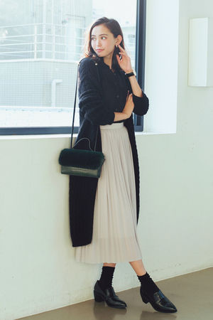 冬のロングスカートコーデ