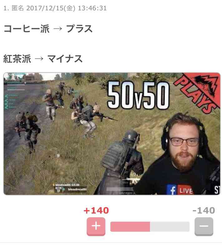 プラスマイナスが半々になるコメントを書くトピ!