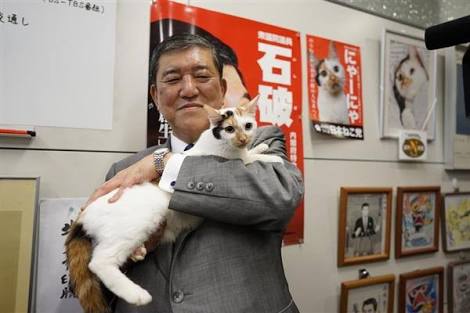 石破茂氏がアップした「ネコ写真」の波紋 「ありえない抱き方だ」との指摘も