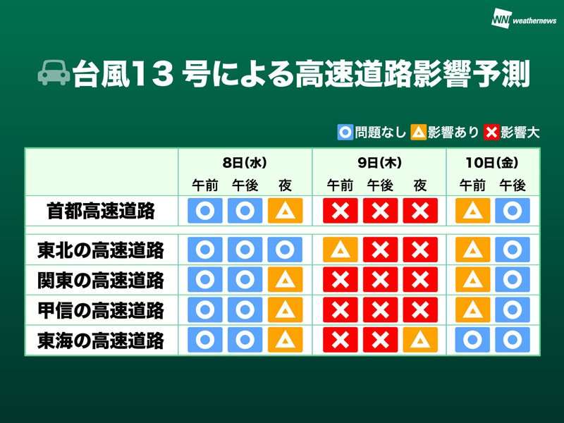強い台風13号今夜小笠原諸島に接近へ　8日～9日にかけ東日本に接近のおそれ