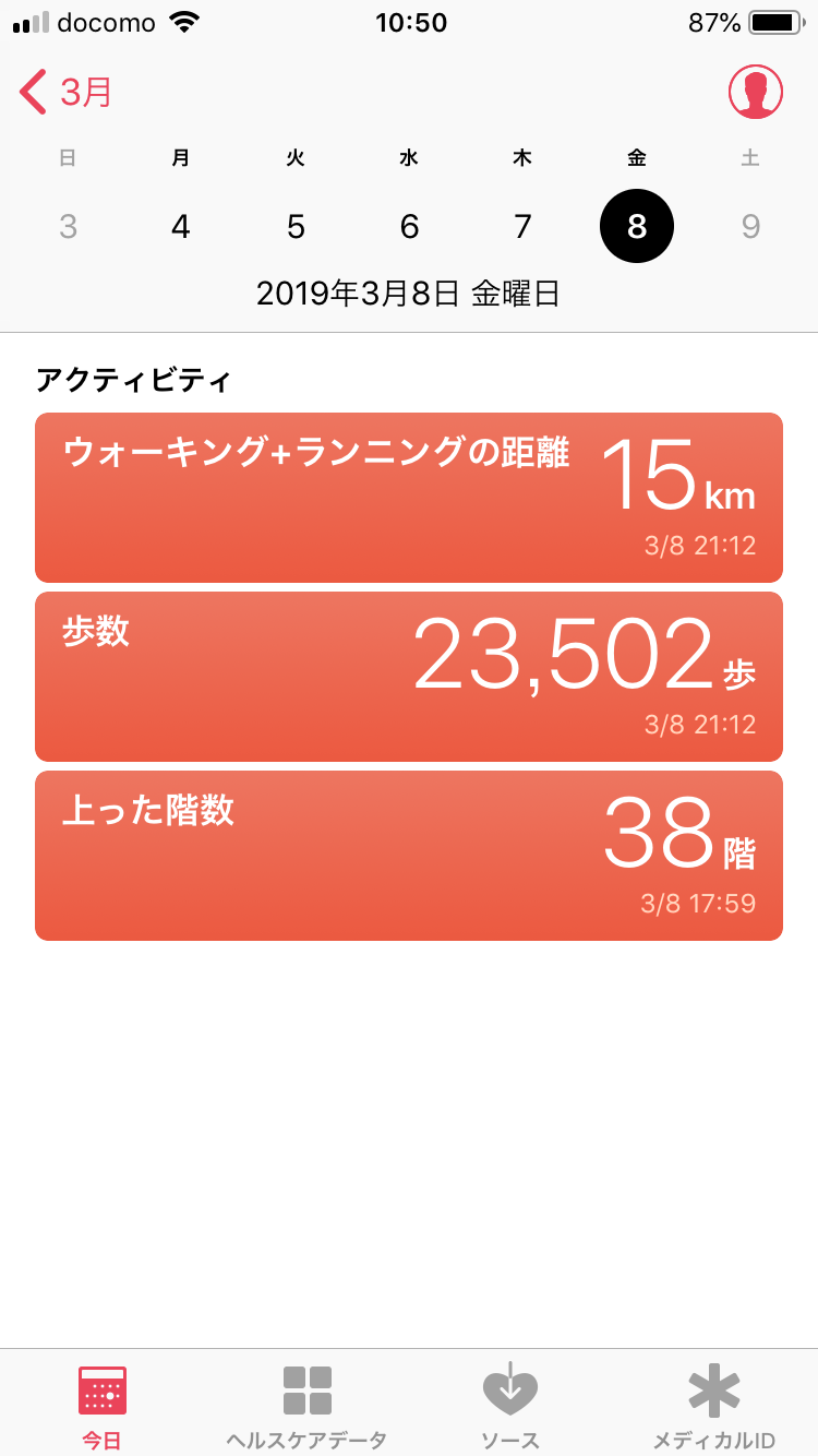 最近の最大歩数！
