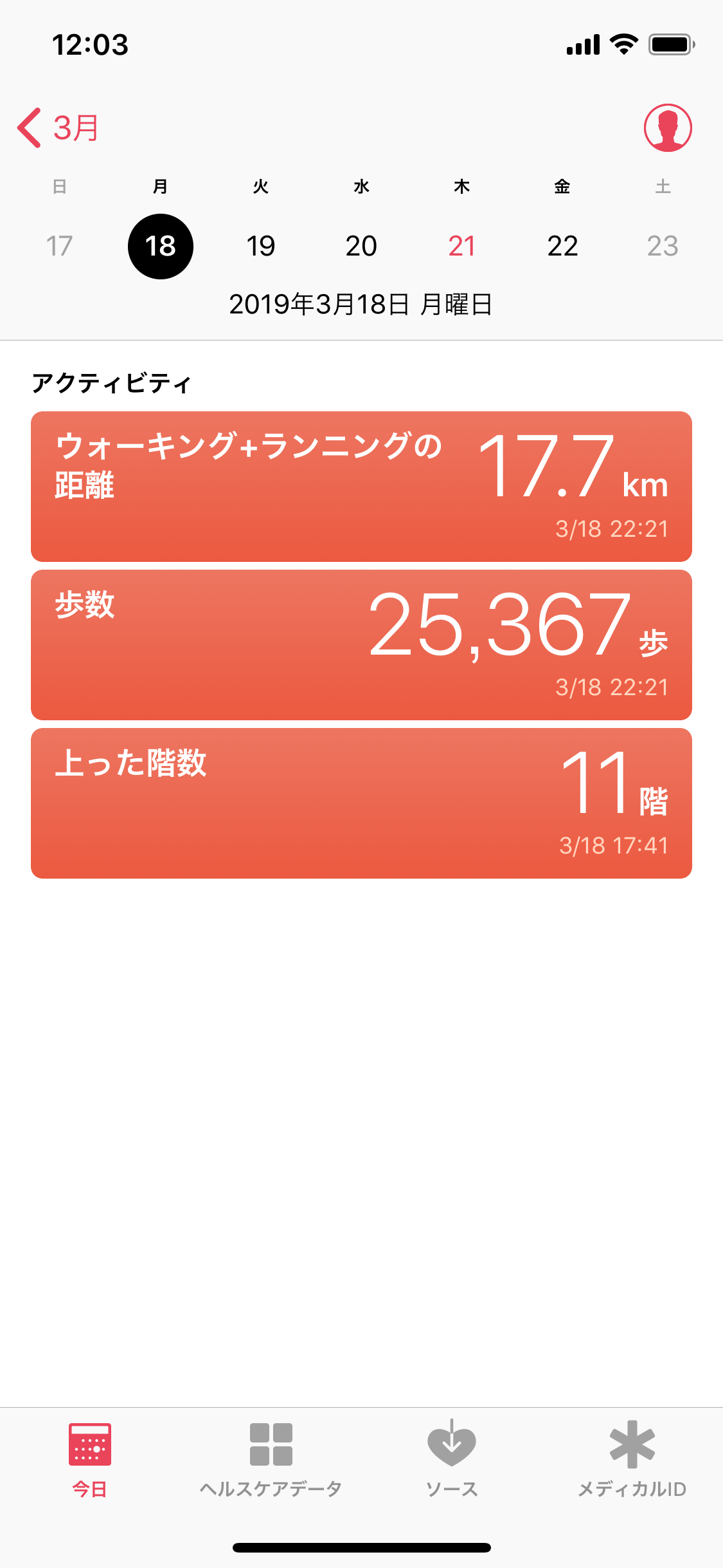最近の最大歩数！