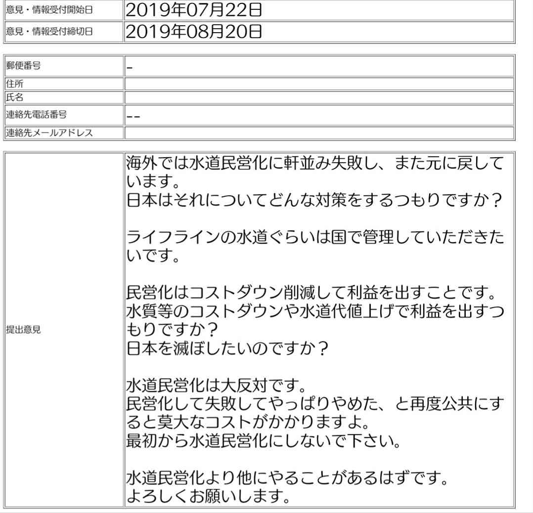 水道の民営化についてどう思いますか?