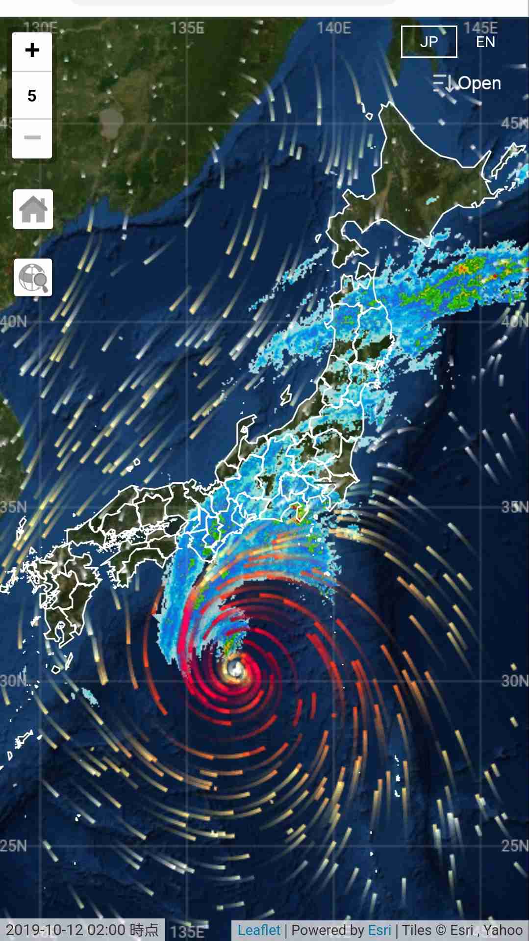 地球史上最大級か？  台風19号の勢力に世界が注目　衛星写真に騒然