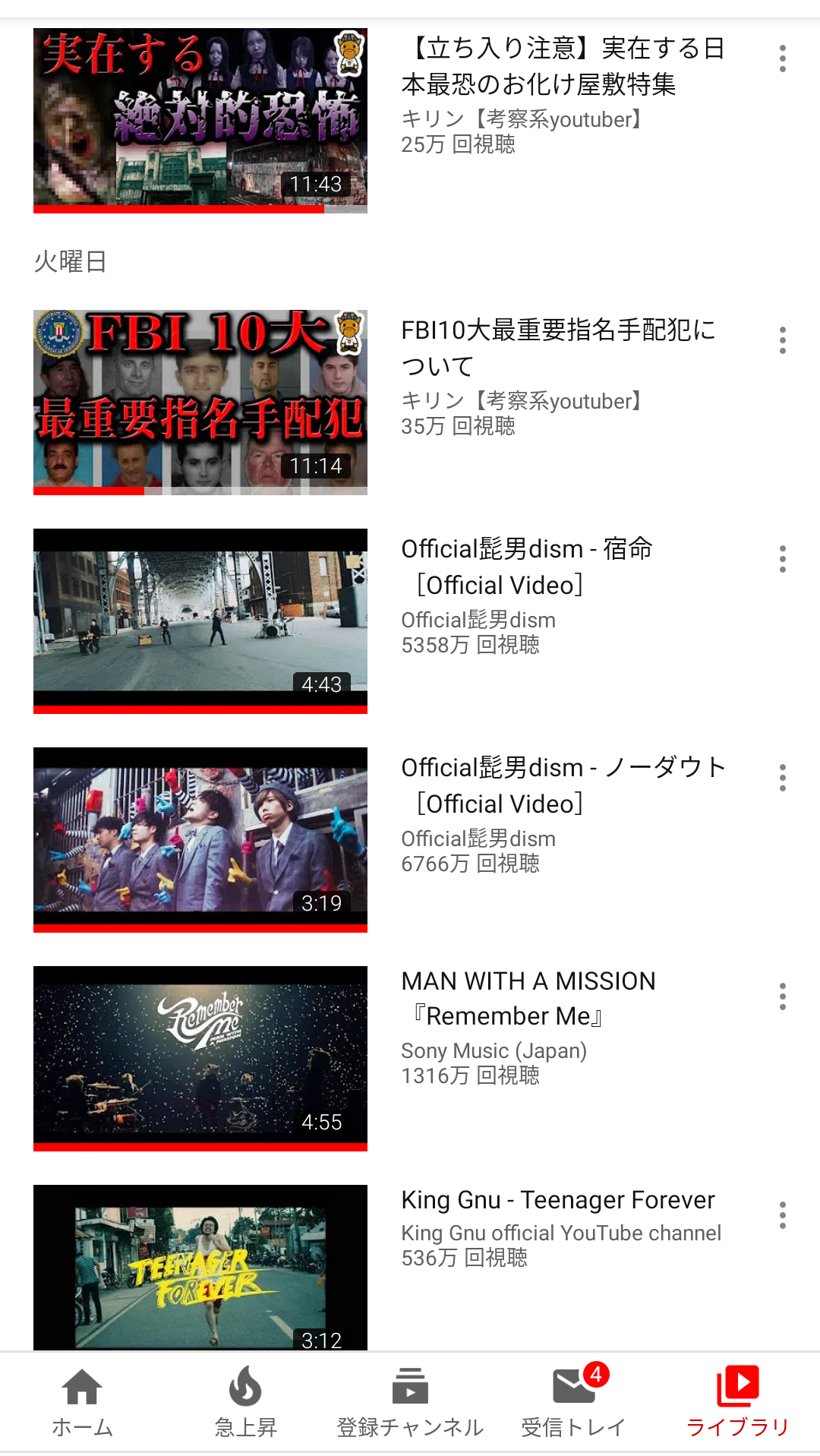Youtubeの視聴履歴を見せ合おう！