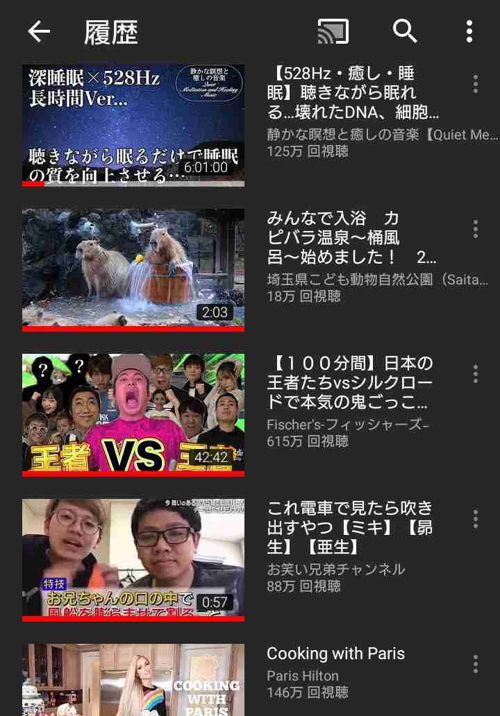 Youtubeの視聴履歴を見せ合おう！