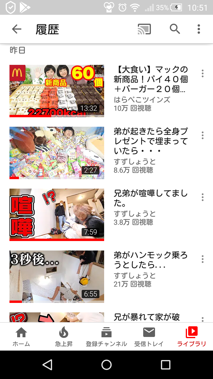 Youtubeの視聴履歴を見せ合おう！