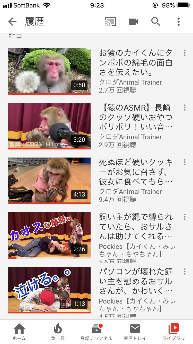 Youtubeの視聴履歴を見せ合おう！