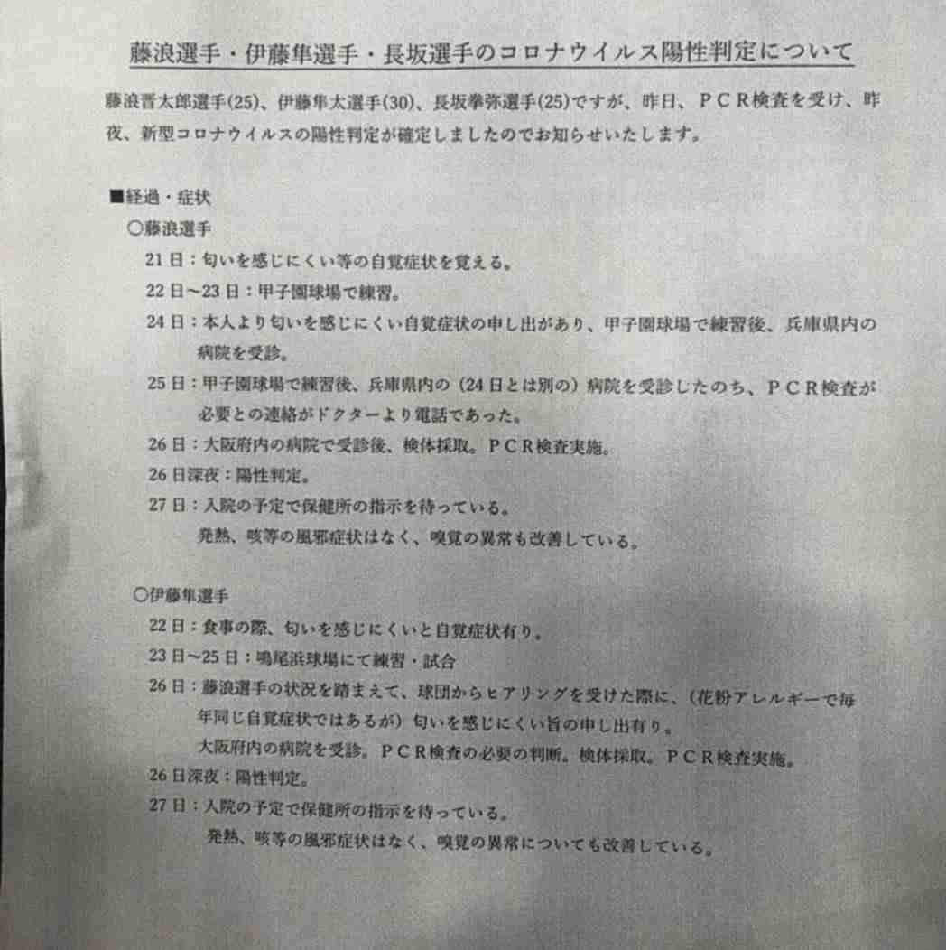 阪神・藤浪晋太郎 新型コロナ陽性…プロ野球選手初 数日前から「匂いしない」同僚2人も陽性