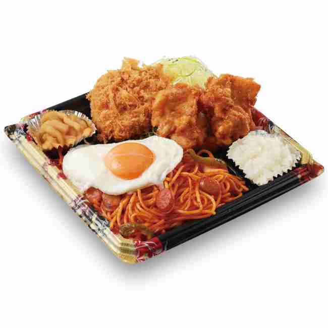 爆盛！かつやが「全力飯弁当」発売　丼物＋チキンカツ・から揚げ・ナポリタンの大ボリューム