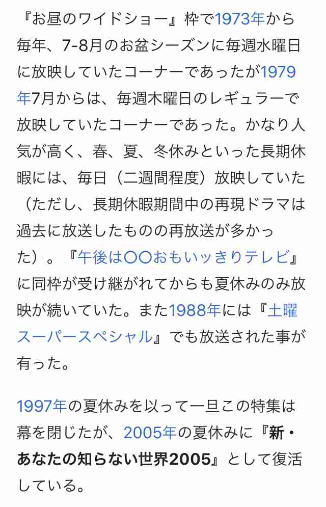 昔のテレビ番組知名度調査