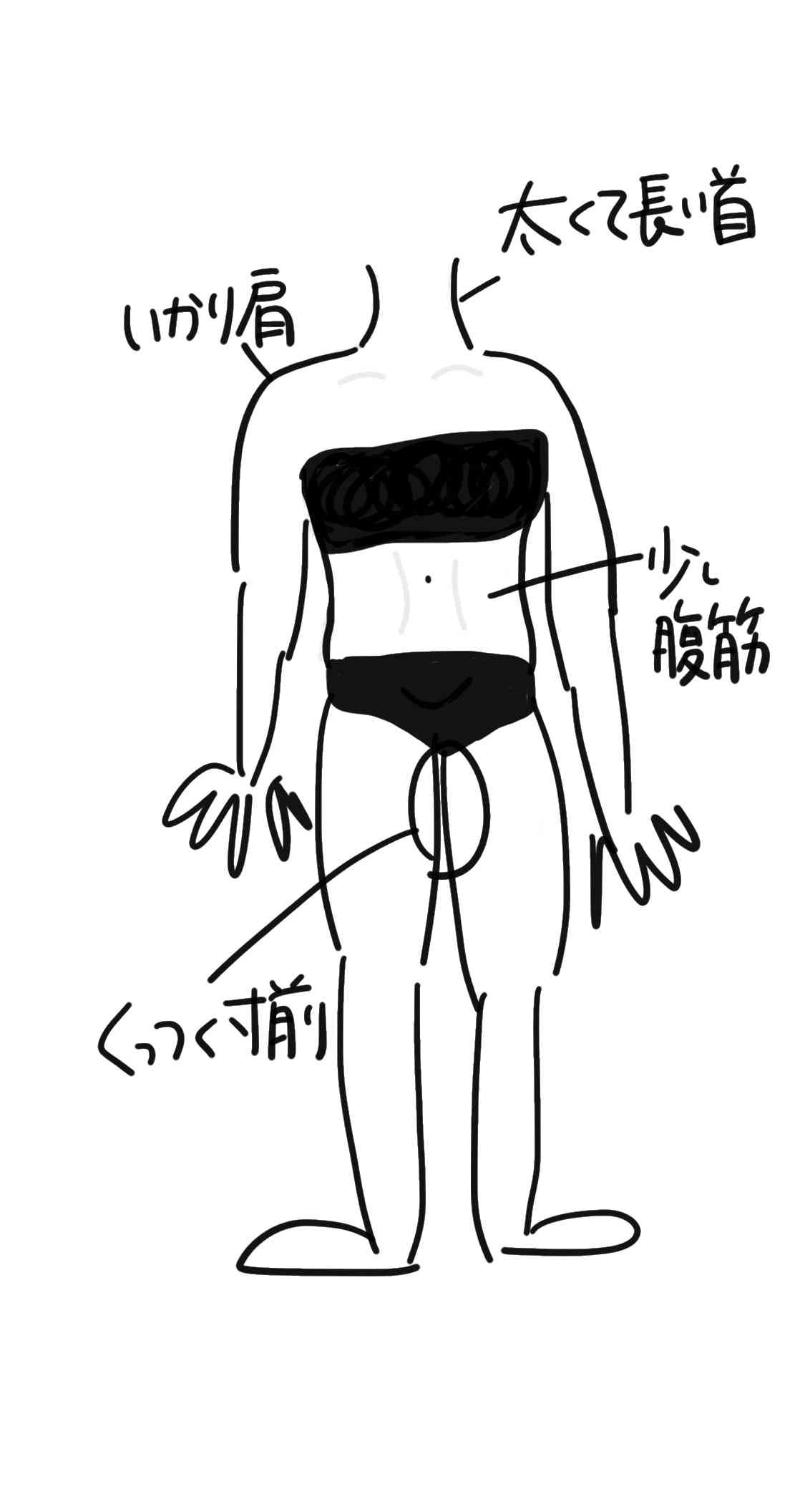 自分の体型を絵で伝えるトピ