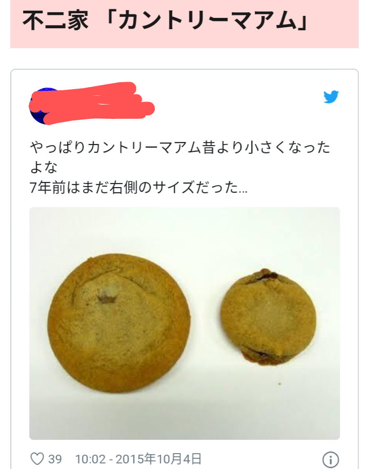 年々お菓子が小さくなる現象