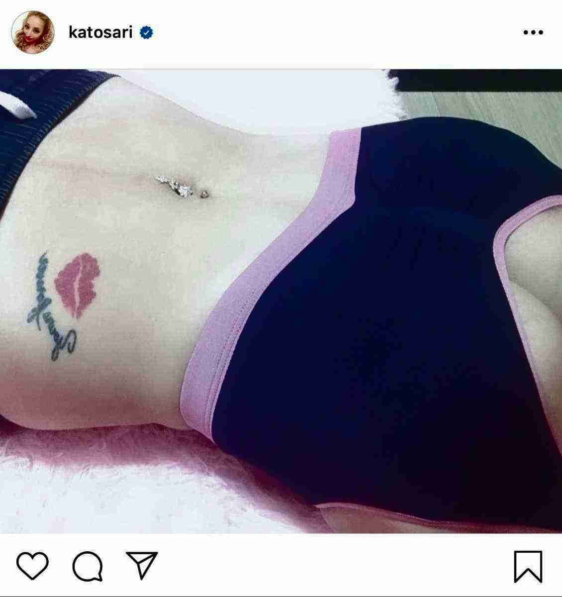 加藤紗里、おなか写真アップし「妊娠線もできず元の体型より-1．6キロ」とアピール…産後2日目