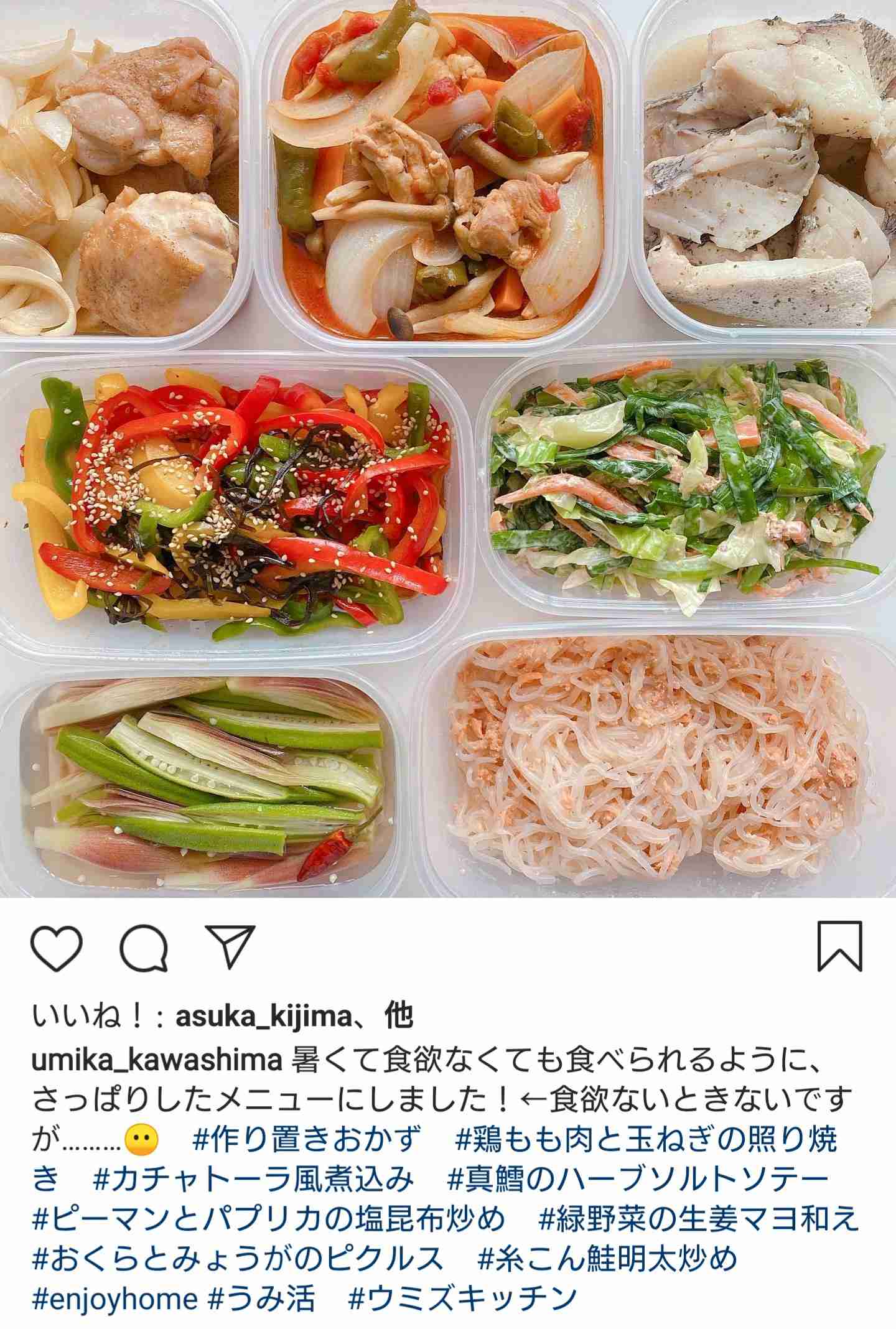 川島海荷 夏にぴったり作り置きおかず披露 ファン絶賛「通販して」「食べたい」「本出して」