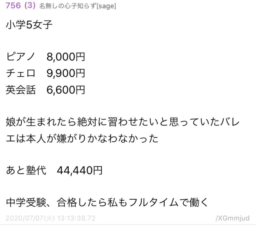 【子供の習い事】何して、月いくらですか？