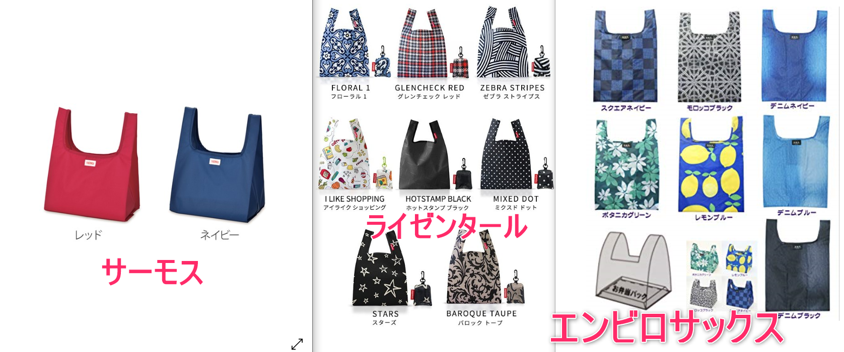スーパーで二度見されるエコバック集。かわいい柄、一瞬でたためるetc.