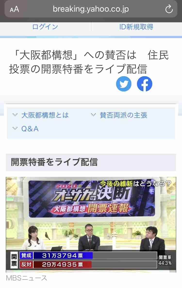 【今日投票日】大阪都構想の選挙を見守るトピ