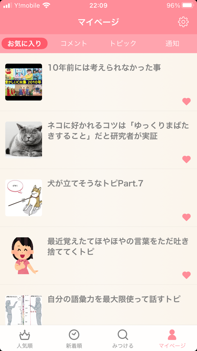 ガルちゃんのお気に入りを見せるトピ