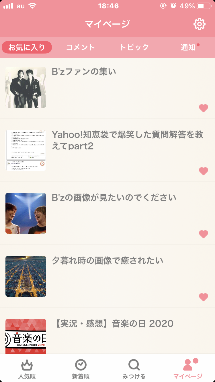 ガルちゃんのお気に入りを見せるトピ