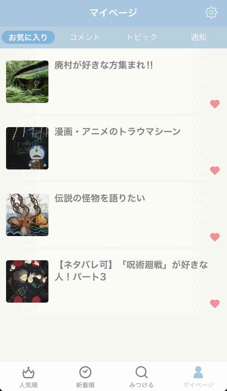 ガルちゃんのお気に入りを見せるトピ