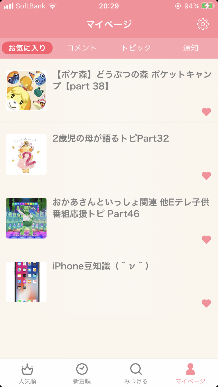 ガルちゃんのお気に入りを見せるトピ