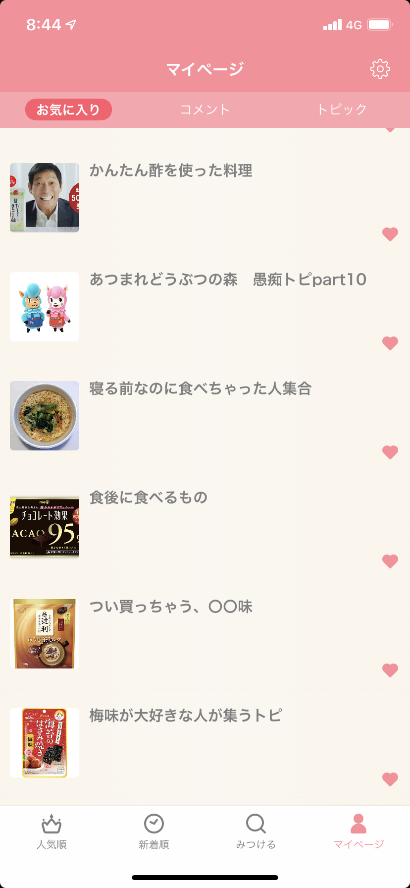 ガルちゃんのお気に入りを見せるトピ