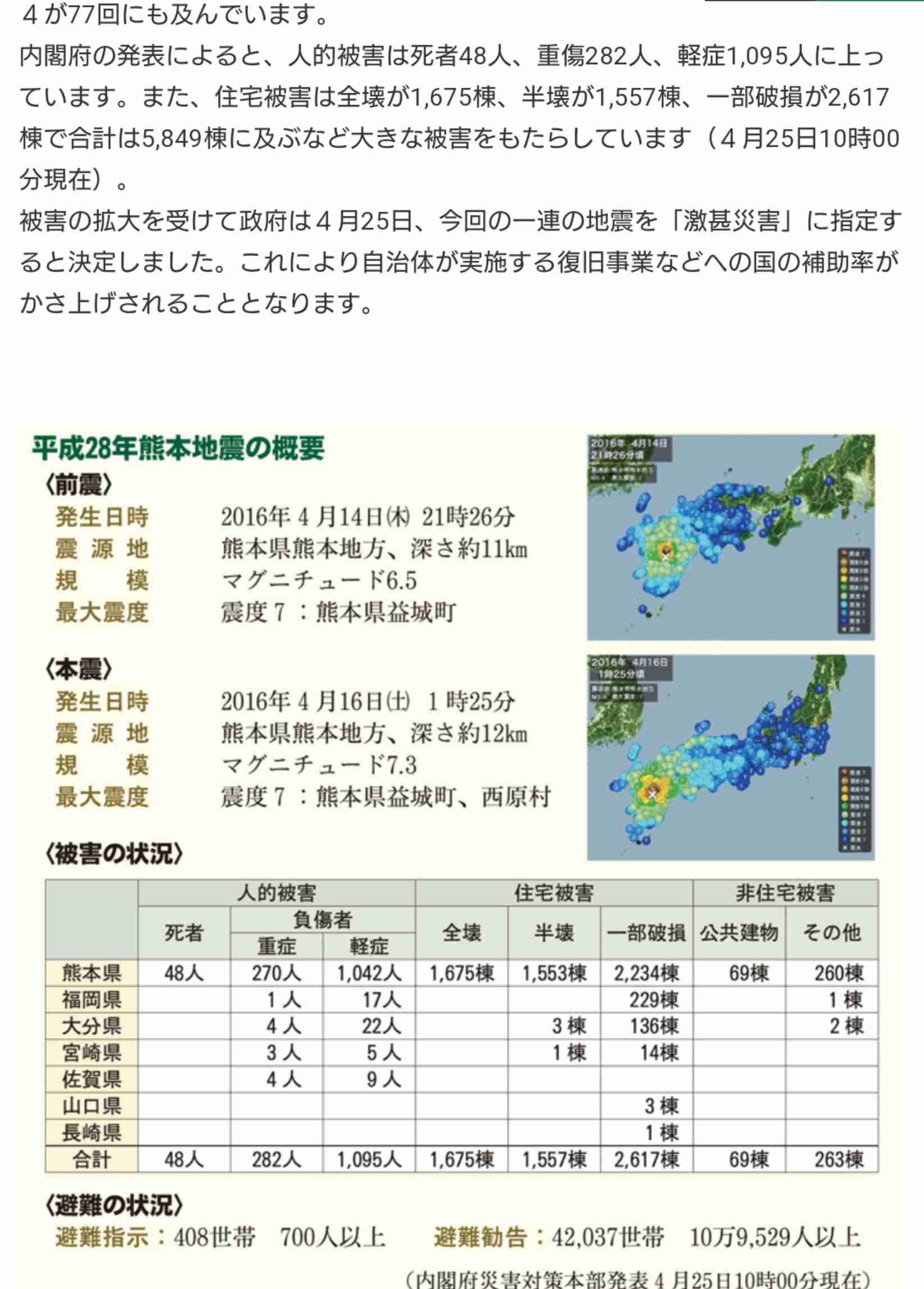 熊本地方で地震　震度4　津波の心配はなし