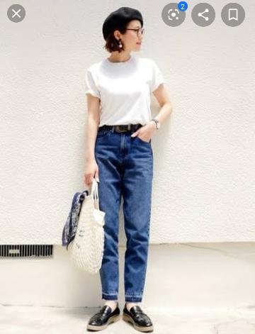 白Tシャツ＋デニム【画像】
