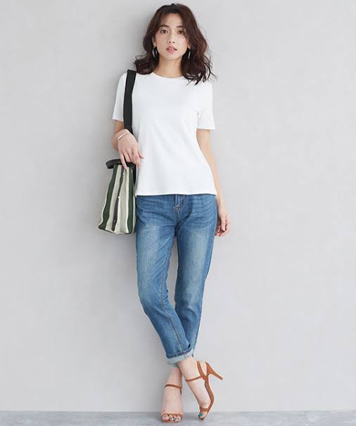 白Tシャツ＋デニム【画像】
