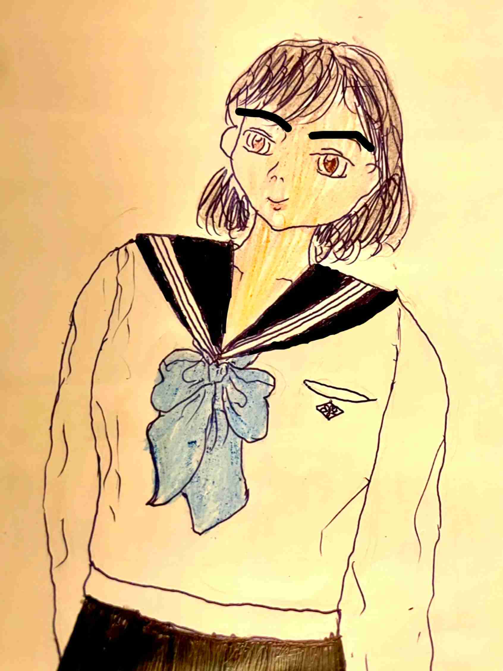 好きなキャラを描いて最後に眉毛を太くして下さい。