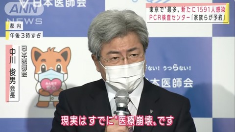まん防の最中　日本医師会・中川俊男会長が政治資金パーティーに参加していた