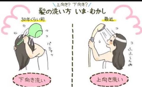 【シャンプー】上向いて洗うか、下向いて洗うか