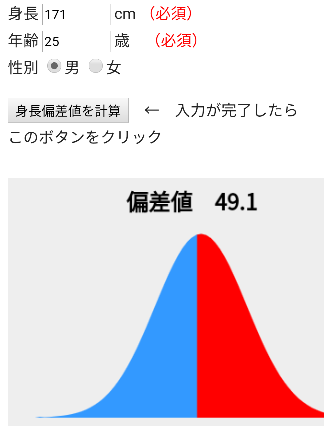 男性の身長