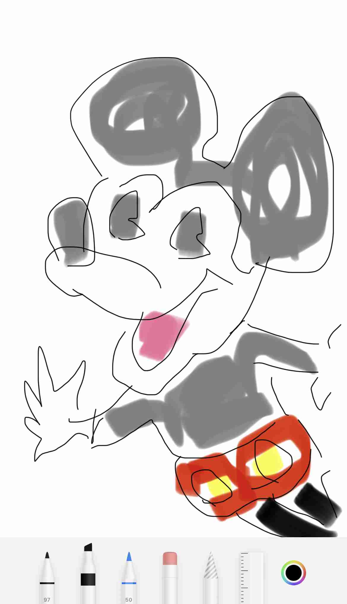 何も見ずにミッキーマウスを描くトピ