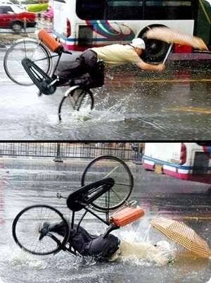 梅雨の時期の自転車