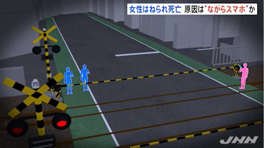 「ながらスマホ」が原因か、踏切で電車にはねられ31歳女性死亡