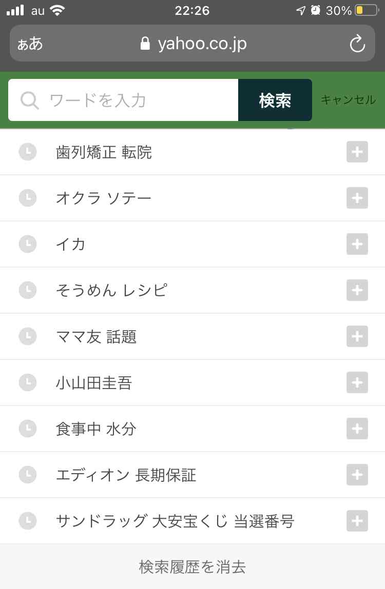 検索履歴見せて下さい