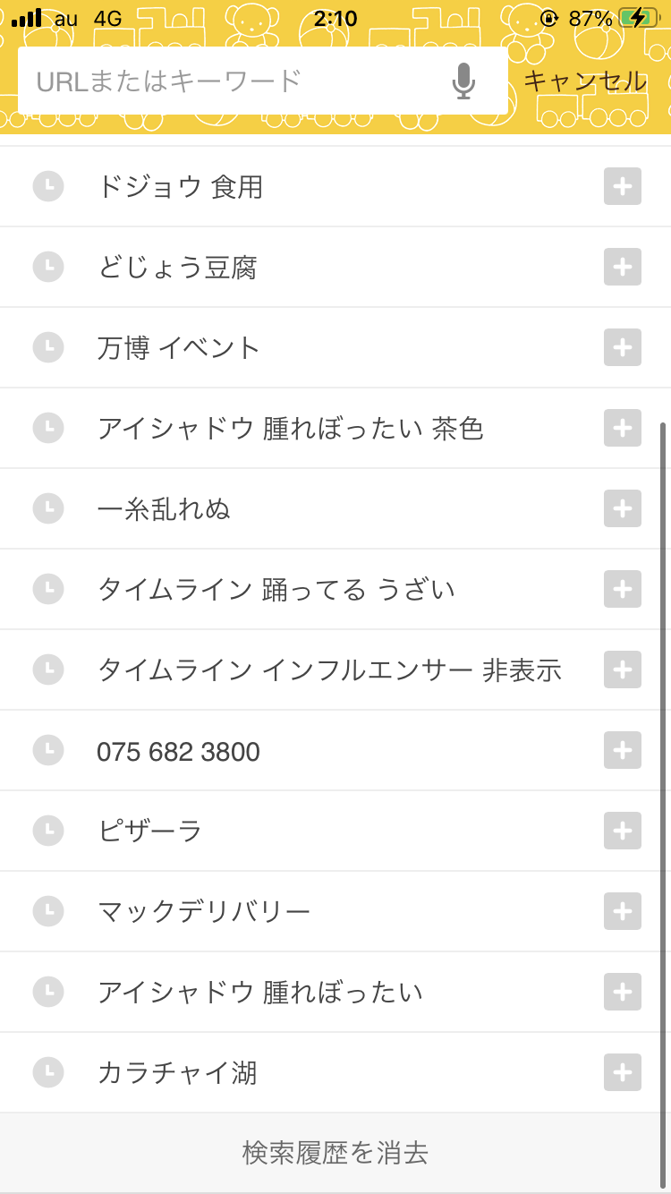 検索履歴見せて下さい