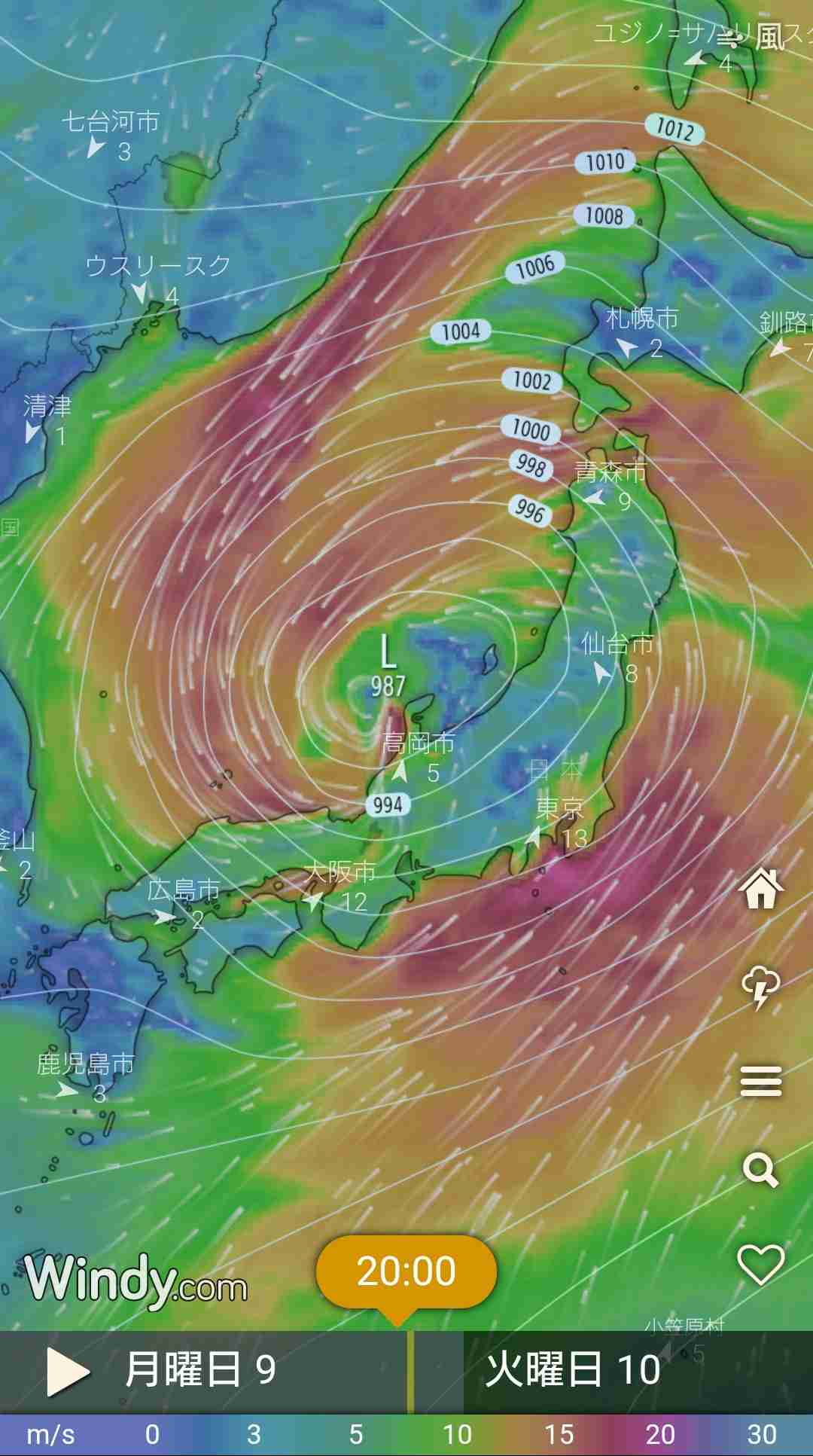 関西・中国地方・北日本など　台風9号から変わった温帯低気圧の影響続く　10日にかけて暴風に警戒を