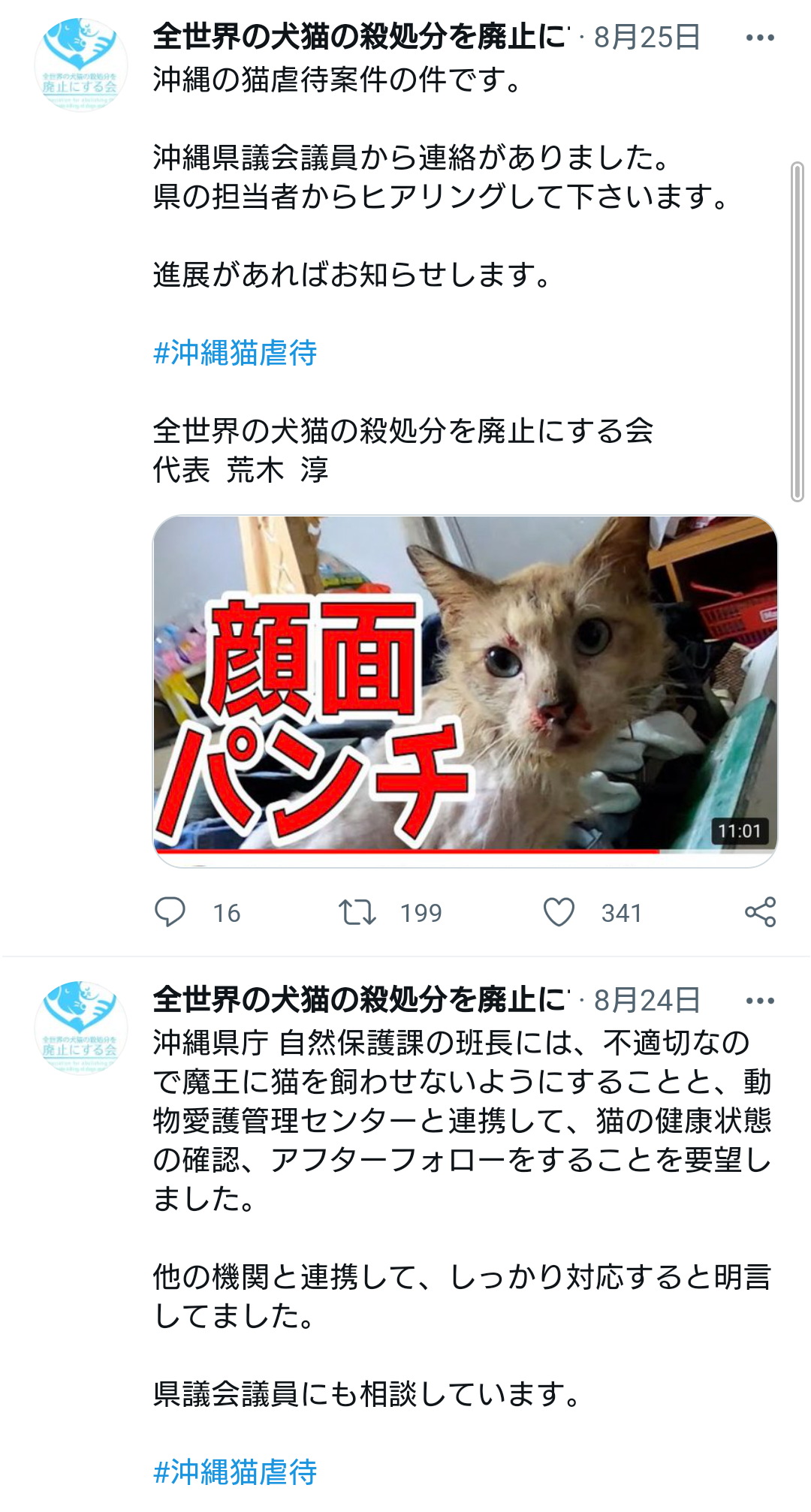 虐待動画の猫 保護されず Youtuber の手に戻る 弁護士は 警察の対応 も問題視 ガールズちゃんねる Girls Channel