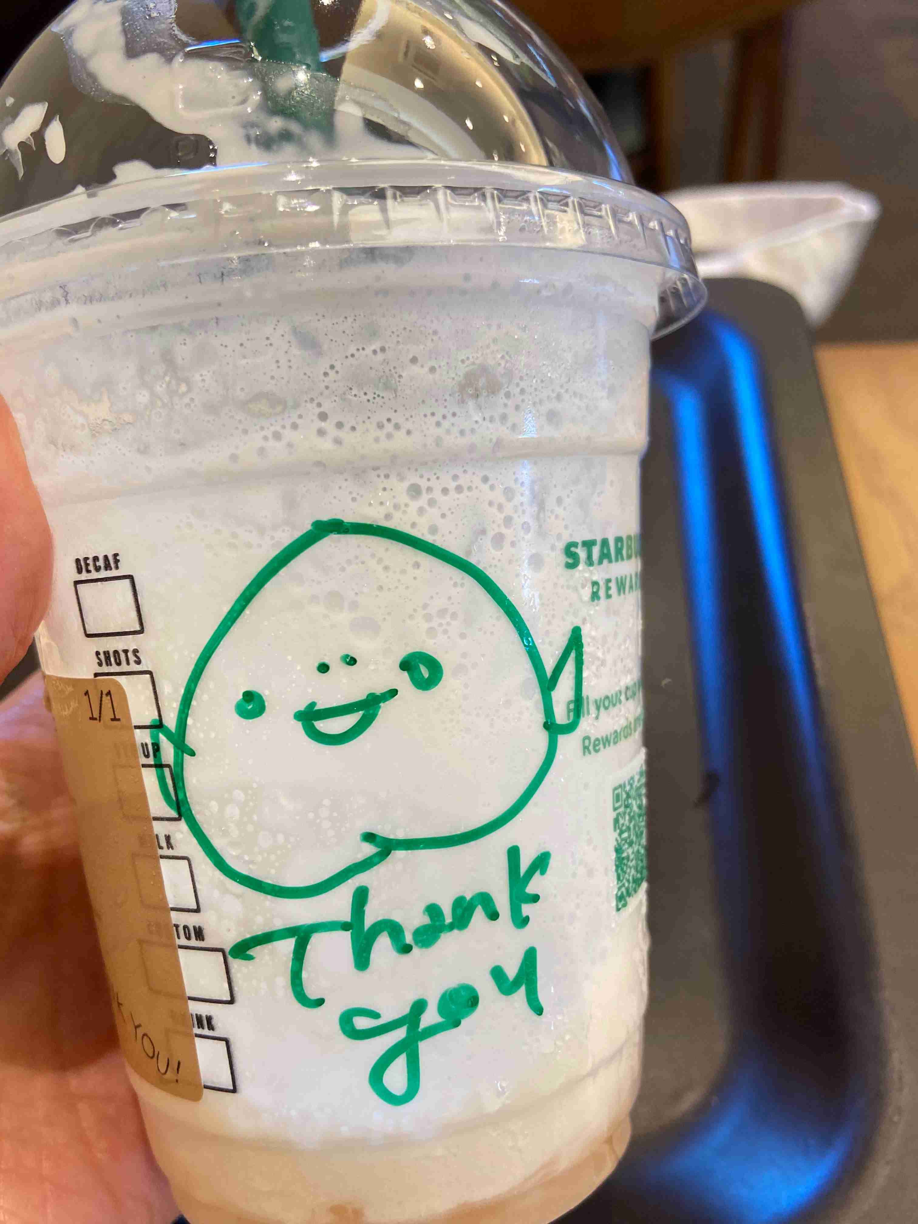 スタバのカップにメッセージを貰える人
