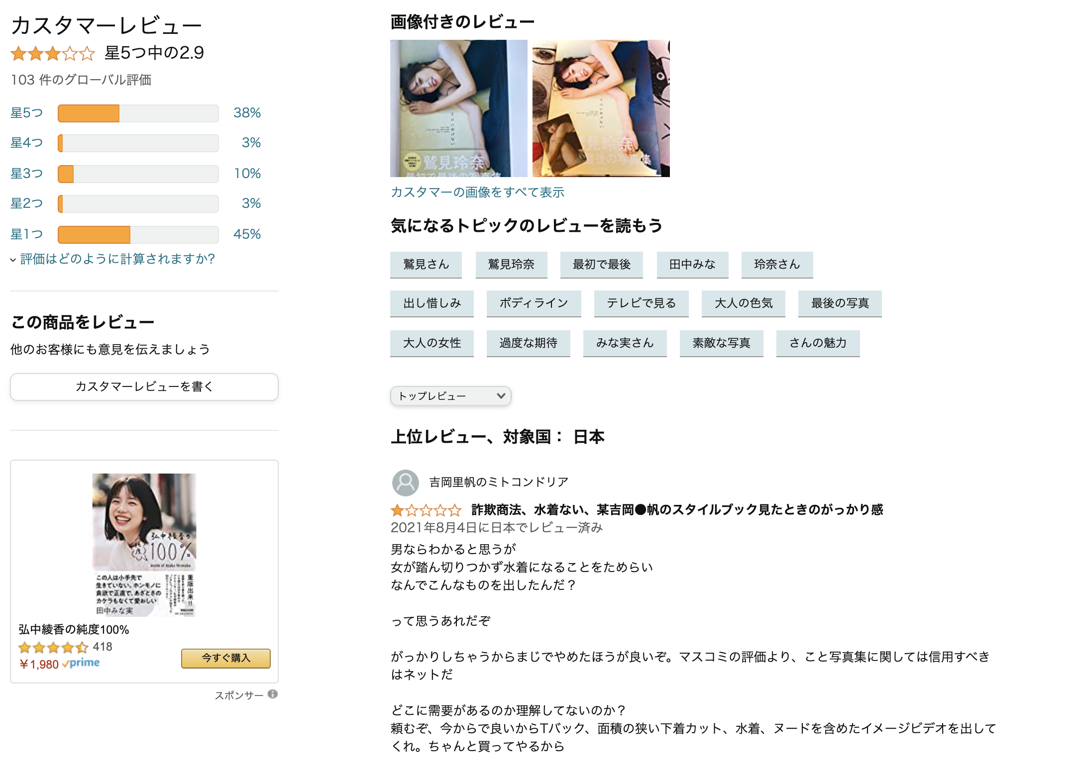 鷲見玲奈、写真集に「前代未聞」の酷評続出！Amazonレビュー約半数が