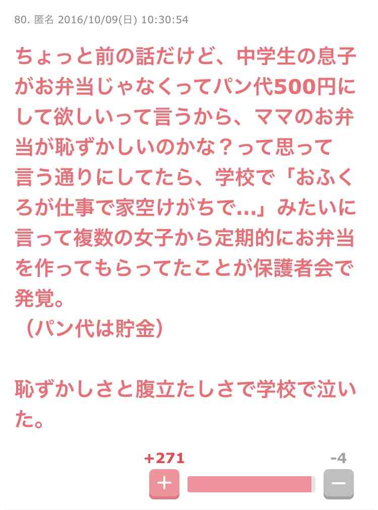 彼氏のお弁当を毎日作っている高校生の娘、「食費を払って」と思う私