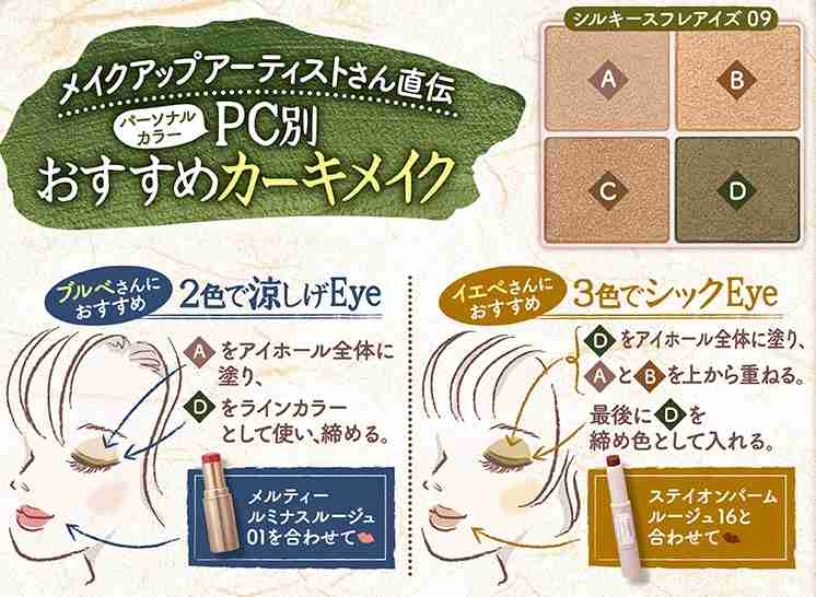 カーキ色のアイシャドウの攻略法